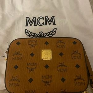 MCM Visetos original crossbody bag cognac